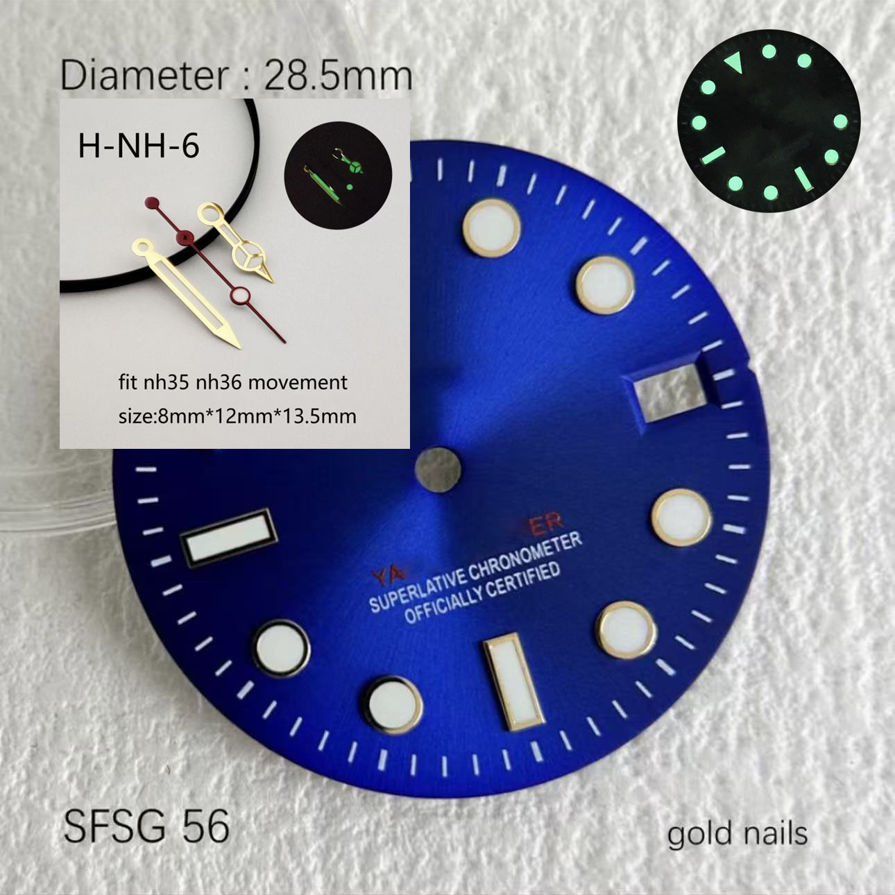 Hot SUB 28.5mm NH35 Green Glow - Reel Case review and price